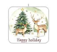 Tapis de séchage à vaisselle motif sapin de Noël beige pour comptoir de cuisine, tapis absorbant, 40,6 x 45,7 cm