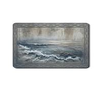Tapis de séchage à vaisselle Ocean Waves pour cuisine, bleu rustique, tapis d'égouttoir en caoutchouc absorbant, tapis de séchage inspiré de la nature pour décoration d'intérieur, 30,5 x 50,8 cm