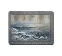 Tapis de séchage à vaisselle Ocean Waves pour cuisine, bleu rustique, tapis d'égouttoir en caoutchouc absorbant, tapis de séchage inspiré de la nature pour décoration d'intérieur, 45,7 x 61 cm