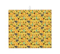 Tapis de séchage à vaisselle pliable antidérapant à séchage rapide absorbant pour comptoir de cuisine Motif éléphant d'Afrique