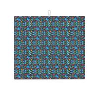 Tapis de séchage à vaisselle pliable antidérapant à séchage rapide absorbant pour comptoir de cuisine Motif baleine océanique poisson pieuvre