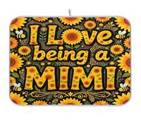 Tapis de séchage à vaisselle portable I Love Being A Mimi Tournesol Bee | Tapis de comptoir de cuisine lavable en machine, tapis de séchage à vaisselle, accessoires de bar à café, salle à manger