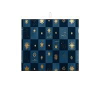 Tapis de séchage à vaisselle pour comptoir de cuisine, motif étoile dorée, tapis d'égouttoir absorbant en microfibre céleste d'hiver, 40,6 x 45,7 cm