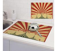 Tapis de séchage à vaisselle pour comptoir de cuisine super absorbant en microfibre - Grand tapis d'égouttoir vintage - Fond de cirque - Tapis de bar à café pour comptoirs - 45,7 x 61 cm