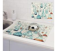 Tapis de séchage à vaisselle pour comptoir de cuisine super absorbant en microfibre - Grand tapis d'égouttement - Imprimé chimie - Tapis de bar à café pour comptoirs - 45,7 x 61 cm