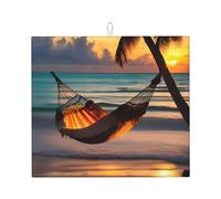 Tapis de séchage à vaisselle Sunset Beach Hamac, 40,6 x 45,7 cm, très absorbant, convient pour la vaisselle, l'égouttoir, le café, à suspendre