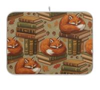 Tapis de séchage à vaisselle, tapis à café vintage Red Fox - Absorbant - Tapis de comptoir de cuisine - 40,6 x 45,7 cm