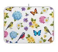 Tapis de séchage à vaisselle, tapis de bar à café coloré motif oiseaux chanteurs, tapis de séchage de cuisine, tapis de comptoir de cuisine, tapis de comptoir de cuisine 40,6 x 45,7 cm