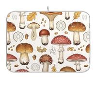 Tapis de séchage à vaisselle vintage champignon botanique beige absorbant séchage rapide tapis protecteur de comptoir 40,6 x 45,7 cm