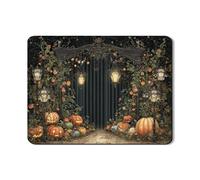 Tapis de séchage à vaisselle vintage motif floral noir, citrouille de jardin, tapis absorbant en caoutchouc pour égouttoir à vaisselle d'automne en cuir PU pour comptoir de cuisine 45,7 x 61 cm