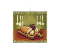 Tapis de séchage à vaisselle vintage vert pour comptoir de cuisine, tapis de séchage rustique absorbant pour pain et fromage, décoration de cuisine d'automne 40,6 x 45,7 cm