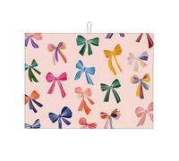 Tapis de séchage absorbant avec nœud coloré pour comptoir de cuisine, tapis de café arc-en-ciel, protecteur d'égouttoir à vaisselle avec boucle de suspension, 45,7 x 61 cm