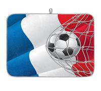 Tapis de séchage absorbant en microfibre avec drapeau de football français pour cuisine, cuillère, assiette en verre, 45,7 x 60,9 cm