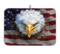 Tapis de séchage absorbant en microfibre avec motif d'aigle à tête blanche en colère, motif drapeau américain, pour cuisine, cuillère, assiette en verre, 40,6 x 45,7 cm