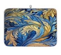 Tapis de séchage absorbant en microfibre avec motif plume pour cuisine, cuillère, assiette en verre, 40,6 x 45,7 cm