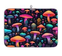 Tapis de séchage absorbant en microfibre motif champignon magique pour cuisine, cuillère, assiette en verre, 45,7 x 60,9 cm
