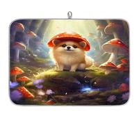 Tapis de séchage absorbant en microfibre motif champignon magique pour cuisine, cuillère, assiette en verre, 40,6 x 45,7 cm