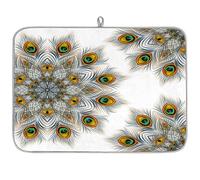 Tapis de séchage absorbant en microfibre Motif plume de paon Mandala 40,6 x 45,7 cm