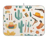 Tapis de séchage absorbant et lavable Motif chapeau de cactus Western Cowboy The West Ranch 45,7 x 61 cm