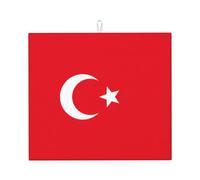 Tapis de séchage absorbant imprimé drapeau de la Turquie pour comptoir de cuisine, dessous de verre à café, support de casserole