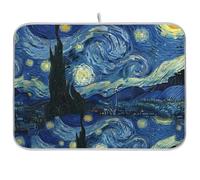 Tapis de séchage absorbant jaune Night Moons pour comptoir de cuisine, tapis de séchage réversible en microfibre avec boucle de suspension, tapis à vaisselle à séchage rapide, 45,7 x 61 cm