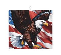 Tapis de séchage absorbant motif aigle avec drapeau américain pour comptoir de cuisine, dessous de verre à café, support de casserole