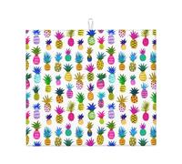 Tapis de séchage absorbant motif ananas arc-en-ciel pour vaisselle, ustensiles, casseroles, poêles, 40,6 x 45,7 cm