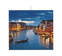 Tapis de séchage absorbant motif Venise Night - Pliable et réutilisable - Accessoire d'évier de cuisine