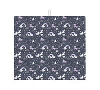Tapis de séchage absorbant pour comptoir de cuisine Motif animaux marins arc-en-ciel 40,6 x 45,7 cm