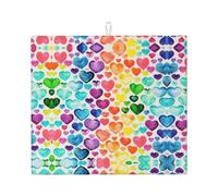Tapis de séchage absorbant pour comptoir de cuisine Motif cœurs arc-en-ciel 40,6 x 45,7 cm