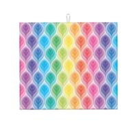 Tapis de séchage absorbant pour comptoir de cuisine Motif feuilles dégradé arc-en-ciel 40,6 x 45,7 cm