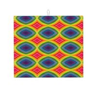 Tapis de séchage absorbant pour comptoir de cuisine Motif rayures arc-en-ciel 40,6 x 45,7 cm