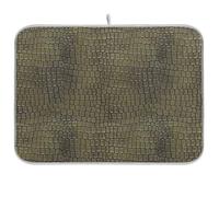 Tapis de séchage absorbant pour comptoir de cuisine, tapis de séchage réversible imprimé crocodile vert olive, 45 x 60 cm, grand modèle