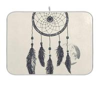 Tapis de séchage absorbant Western Cowboy Dream Catchers Tribal Wolf West Ranch - Tapis de séchage en microfibre - Grand tapis de comptoir de cuisine - 45,7 x 61 cm