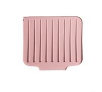 Tapis de séchage adjacent pour évier de cuisine en silicone souple avec forme pliable et géométrie de drainage optimisée (rose)