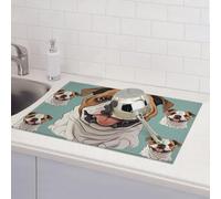Tapis de séchage amusant en microfibre absorbant motif bouledogue anglais pour comptoir de cuisine, tapis de séchage réversible lavable 45,7 x 61 cm, facile à nettoyer pour la décoration de la maison