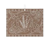 Tapis de séchage astrologique pour comptoir de cuisine, tapis d'égouttoir absorbant céleste marron, tapis de séchage en microfibre cosmique d'automne pour protection de bar à café, 45,7 x 61 cm