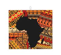 Tapis De Séchage avec Boucle De Suspension 41X46CM, Carte Africaine Histoire des Noirs Afro-Africains Drying Mat Résistant Antidérapant Tapis D'Égouttement pour Comptoir Vaisselle