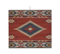 Tapis De Séchage avec Boucle De Suspension 41X46CM, Tribu Amérindienne Aztèque Navajo du Sud-Ouest Antidérapant Tapis D'Égouttement Lavable Drying Mat pour Cuisine Vaisselle