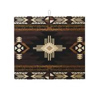 Tapis De Séchage avec Boucle De Suspension 41X46CM, Tribu Aztèque Amérindienne du Sud-Ouest Drying Mat Lavable Tapis Égouttoir Vaisselle Antidérapant Tapis D'Égouttement pour Cuisine Comptoir