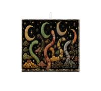 Tapis de séchage céleste pour comptoir de cuisine, motif lune colorée abstraite, tapis absorbant, tapis de séchage de style artistique vintage pour comptoir de cuisine, décoration d'intérieur, 40,6 x
