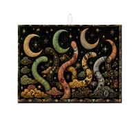 Tapis de séchage céleste pour comptoir de cuisine, motif lune colorée abstraite, tapis absorbant, tapis de séchage de style artistique vintage pour comptoir de cuisine, décoration d'intérieur, 45,7 x