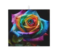 Tapis de séchage chic pour vaisselle - Motifs personnalisés uniques, matériau en polyester, absorbant et antidérapant, parfait pour les comptoirs et les éviers arc-en-ciel rosée rose
