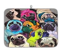 Tapis de séchage coloré en microfibre pour vaisselle motif bouledogue français absorbant pour cuisine, cuillère, assiette en verre, 45,7 x 60,9 cm
