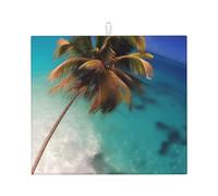 Tapis de séchage de cuisine, impression exquise îles des Caraïbes, tapis d'évier pliable absorbant pour comptoir