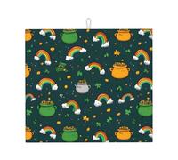 Tapis de séchage de cuisine imprimé arc-en-ciel avec design réversible, adapté à tout comptoir de cuisine