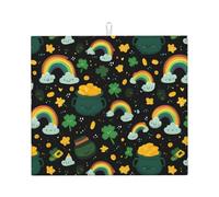 Tapis de séchage de cuisine imprimé arc-en-ciel avec design réversible, adapté à tout comptoir de cuisine