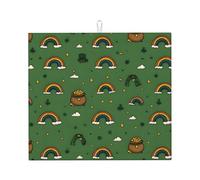 Tapis de séchage de cuisine imprimé arc-en-ciel avec design réversible, adapté à tout comptoir de cuisine