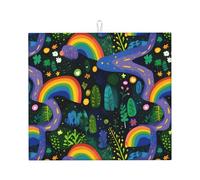 Tapis de séchage de cuisine imprimé arc-en-ciel avec design réversible, convient à tout comptoir de cuisine