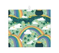 Tapis de séchage de cuisine imprimé arc-en-ciel avec design réversible, convient à tout comptoir de cuisine